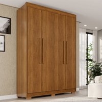 Guarda-Roupa Solteiro Weather com Pés 4 Portas 3 Gavetas 100% Mdf Cinamomo - Pnr Móveis