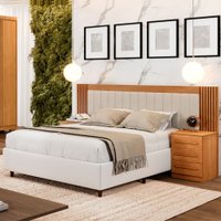 Cabeceira Val&ecirc;ncia Extensiva Estofada Com Mesa De Cabeceira Benetil M&oacute;veis