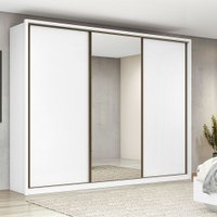 Guarda Roupa Spazio 3 Portas 270cm com Espelho Branco Lopas