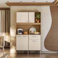 Armário de Cozinha Kits Liv 5 Portas 1 Gaveta Freijó/Soft - Kits Paraná
