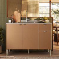 Balcão de Cozinha para Pia 120 Cm Soul 3 Portas 1 Gaveta Freijó/Caramelo - Kits Paraná
