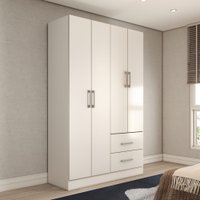 Guarda-Roupa Solteiro Vittorio 4 Portas 2 Gavetas Branco - Panorama Móveis