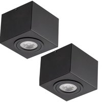 Kit 2 Spots Sobrepor Quadrado Preto Dital Box Aluzinc Teto