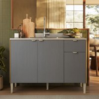 Balcão de Cozinha para Pia 120 Cm Soul 3 Portas 1 Gaveta  Freijó/Gris - Kits Paraná