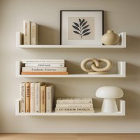 Kit 03 Prateleiras U 60cm Decora&ccedil;&atilde;o Porta Livros Sala Branco