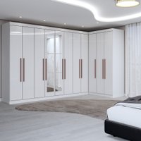 Guarda-Roupa Casal Modulado Odisseia 11 Portas 4 Gavetas com Espelho Branco - Panorama Móveis