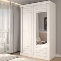 Guarda-Roupa Solteiro Legado 2 Portas 2 Gavetas com Espelho 100% Mdf Branco - Panorama Móveis