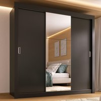 Guarda-Roupa Casal Multimóveis Barcelona 3 Portas de Correr com Espelho CR35402 Preto