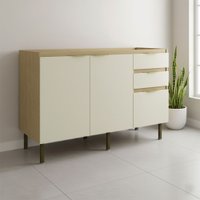 Balcão de Cozinha para Pia 120 Cm Nanda 2 Portas 3 Gavetas Nature/Arenas - Tecno Mobili