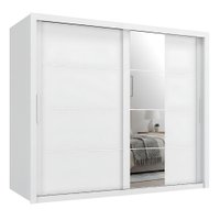 Guarda Roupas Casal com Espelho 2 Portas de Correr 6 Gavetas Modena Branco