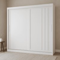 Guarda Roupas Casal Ripado 2 Portas de Correr 4 Gavetas Vitta Branco