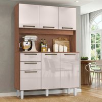 Armário de Cozinha Completa 6 Portas 2 Gavetas 1,20m Star Madeirado/Off White