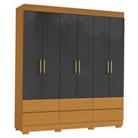 Guarda Roupa Casal Marrocos 6 Portas 187 cm Cinamomo Grafite ARMoveis