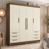 Guarda-Roupa Casal Tibagi 4 Portas 6 Gavetas Jatoba/Areia - Pnr Móveis
