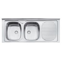 Pia de Apoio Tramontina Stratta 2C 34 EX em Aço Inox 120 x 50 cm c/ 2 Cubas