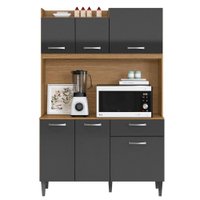 Kit Cozinha Compacta 6 Portas Berlim 120 cm Atacama Grafite ARMoveis