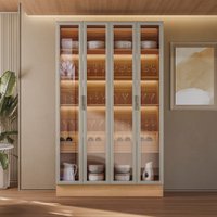 Cristaleira Allure Linea Brasil 4 Portas Com Rodap&eacute; e LED 100 MDF 140cm