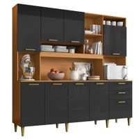 Kit Cozinha 9 Portas Mega 208 cm Cinamomo Grafite ARMoveis