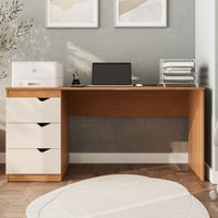 Mesa Escrivaninha Porto Com 3 Gavetas Freijó/Creme - Politorno