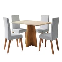 Conjunto Sala de Jantar Mesa 1,20m Moove 4 Cadeiras Linho Milano
