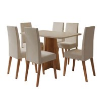 Conjunto Sala de Jantar Mesa 1,60m Moove 6 Cadeiras Veludo Milano Viero