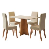 Conjunto Sala de Jantar Mesa 1,20m Moove Com 4 Cadeiras Linho Milano