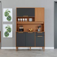 Armário De Cozinha Compacta Fidelitá Grécia 120cm de 5 Portas 1 Gaveta Com Tampo e Fundo Freijó/Chumbo