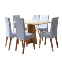Conjunto Sala de Jantar Mesa 1,60m Moove 6 Cadeiras Linho Milano Viero