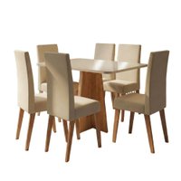 Conjunto Sala de Jantar Mesa 1,60m Moove C/6 Cadeiras Linho Milano Viero