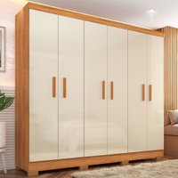 Guarda-Roupa Casal Cancun 6 Portas 2 Gavetas Cinamomo/Off White - Fellicci