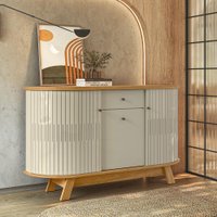 Aparador Buffet Monza 2 Portas Flexíveis Pés de Madeira - Pallazio Cor:Cumaru e Opala