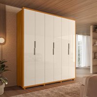 Guarda-Roupas Matisse 6 Portas de Giro com 4 Gavetas e 7 Prateleiras Cinamomo e Off White - Pallazio