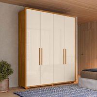 Guarda-Roupas Greco 4 Portas de Giro com 3 Gavetas e 2 Prateleiras Cinamomo e Off White - Pallazio