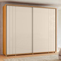 Guarda-Roupas Dalí 2 Portas Deslizantes com 8 Gavetas e 16 Prateleiras Cinamomo e Off White - Pallazio