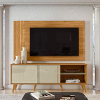 Kit Bancada e Painel Cronos 2 Portas Deslizantes - Pallazio Cor:Cumaru e Opala