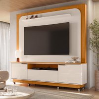 Home Theater Nilo 8 Rodízios 2 Portas de Giro e 1 Gaveta Telescópica Acabamento Chanfrado e Cantos Arredondados Cinamomo
