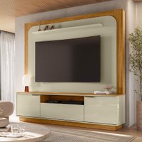 Home Theater Nilo 2 Portas de Giro e 1 Gaveta Telescópica Acabamento Chanfrado e Cantos Arredondados - Pallazio Cor:Cuma