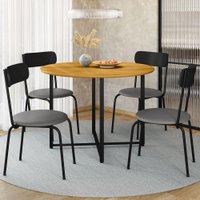 Kit 4 Cadeiras de Jantar Malva Encosto Preto e Assento Cinza Ferro Preto - Pallazio