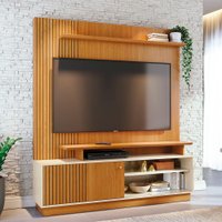 Home Theater Ares com Porta Deslizante 2 Prateleiras e Acabamento Chanfrado - Pallazio Cor:Cinamomo