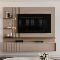 Painel Bancada Suspensa Atena 2 Portas Deslizantes Iluminação em LED Fendi e Naturale - Pallazio