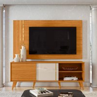 Kit Bancada e Painel Cronos 2 Portas Deslizantes - Pallazio Cor:Cinamomo e Off White