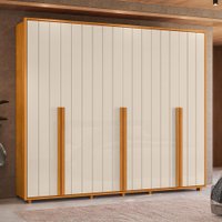 Guarda-Roupas Volpi 6 Portas de Giro com 6 Gavetas e 6 Prateleiras - Pallazio Cor:Cinamomo e Off White