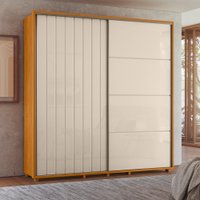 Guarda-Roupas Monet 2 Portas Deslizantes com 4 Gavetas e 8 Prateleiras - Pallazio Cor:Cinamomo e Off White
