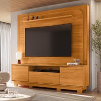 Home Theater Nilo 10 Pés 2 Portas de Giro e 1 Gaveta Telescópica Acabamento Chanfrado e Cantos Arredondados Cinamomo - P