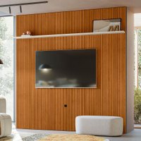 Painel Piso-Teto Ripado New Guaporé com Prateleira Alta e Suporte TV até 75