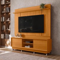 Home Theater Siena com 8 Rodízios 2 Portas de Bater 2 Prateleiras e Detalhes Chanfrados no Tampo e Base - Pallazio Cor:C