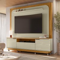 Home Theater Nilo 8 Rodízios 2 Portas de Giro e 1 Gaveta Telescópica Acabamento Chanfrado e Cantos Arredondados Cumaru e
