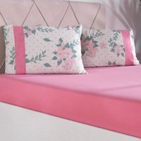 Jogo de Cama Solteiro Malha 2 Pçs Bella Cama New 100% Algodão 88x188x30cm Coral Bianca
