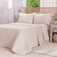 Kit Colcha Casal Lino Stile 100% Poliéster 220x240cm Tessi Linho