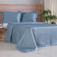 Kit Colcha Casal Satinatta Cetim 100% Póliéster 220x240cm Azul Mineral